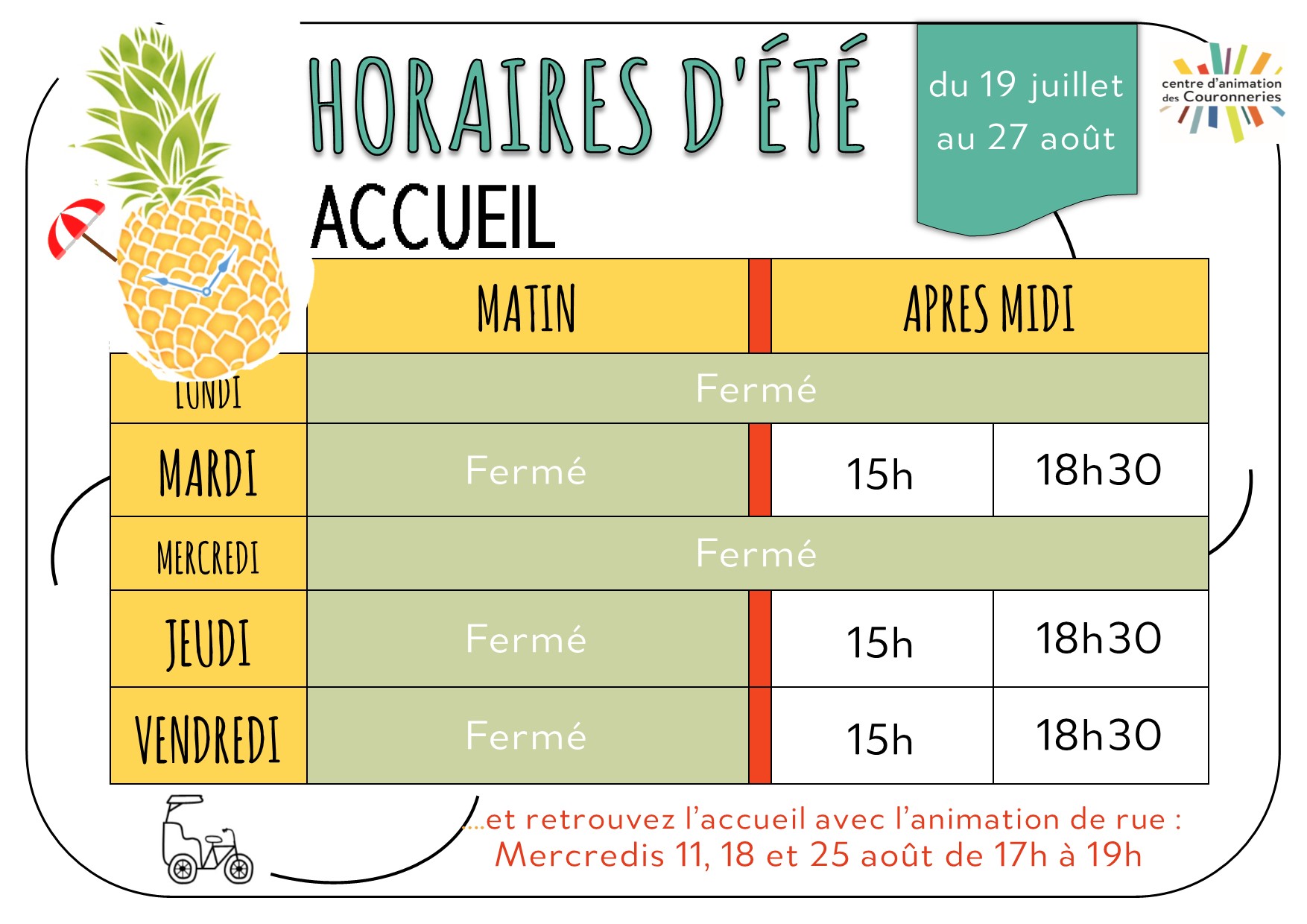 A4 Horaires ETE ACCUEIL CAC